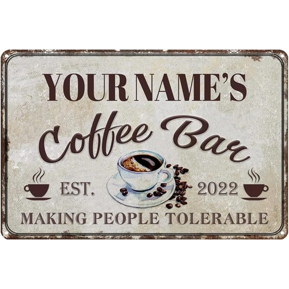 Home Bar And Coffee - Plaque Métallique Personnalisée Rétro pour Bar