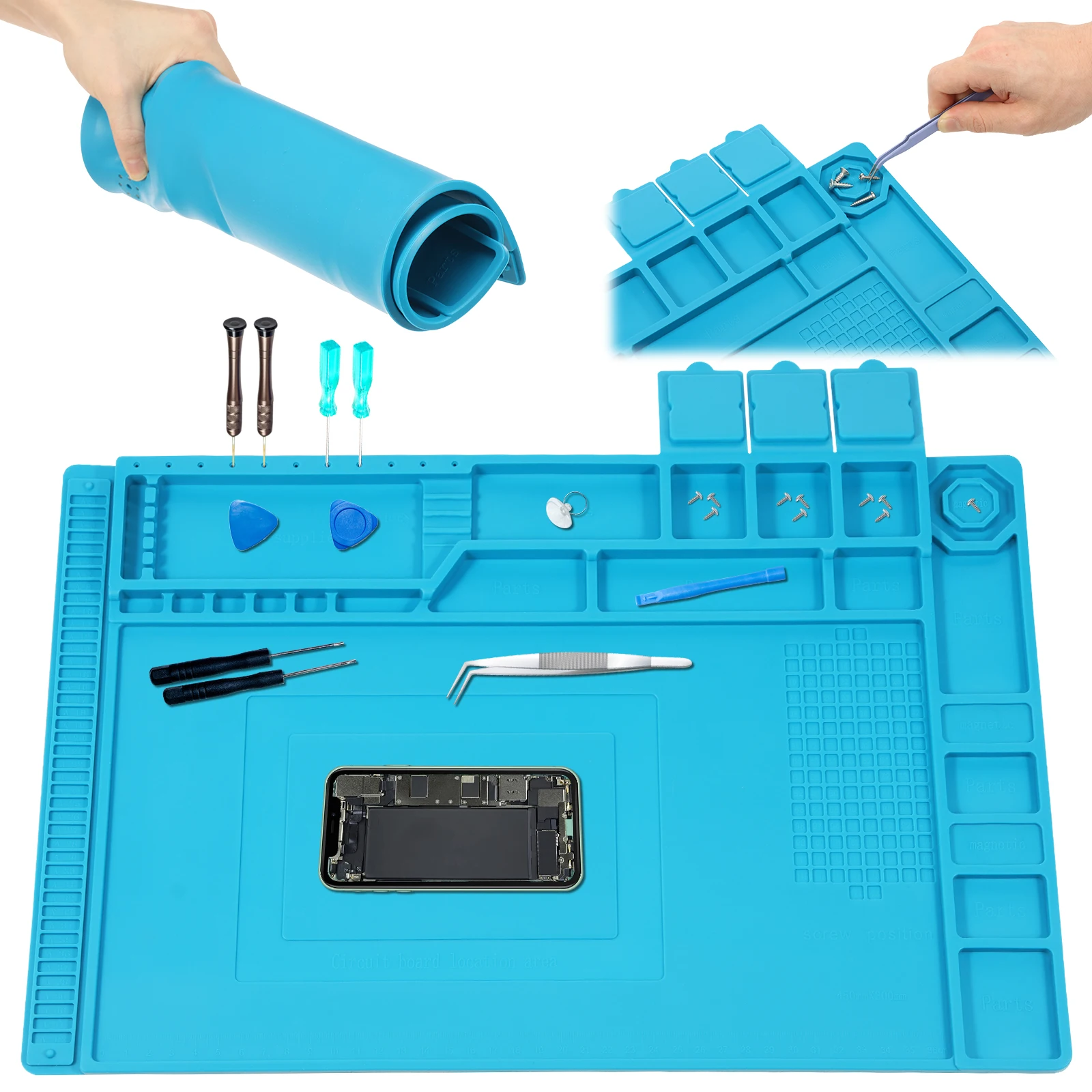 Bar Mat Rubber - Tapis de soudure en silicone 45x30cm,