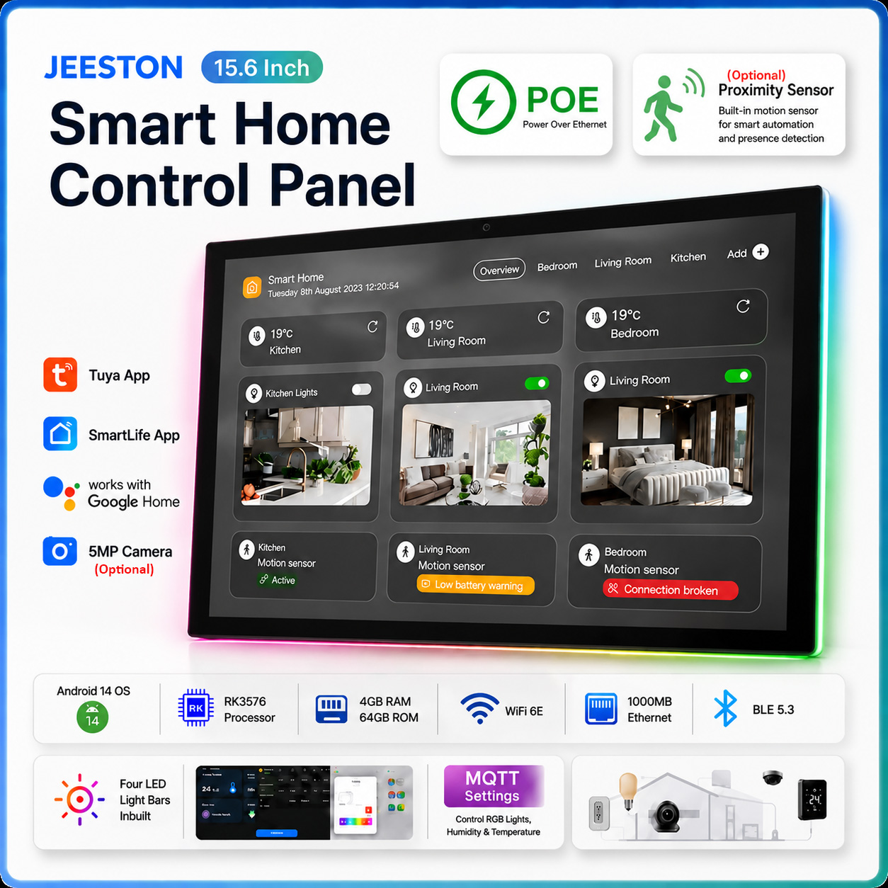Home Bar Android - Panneau tactile intelligent mural de 15,6