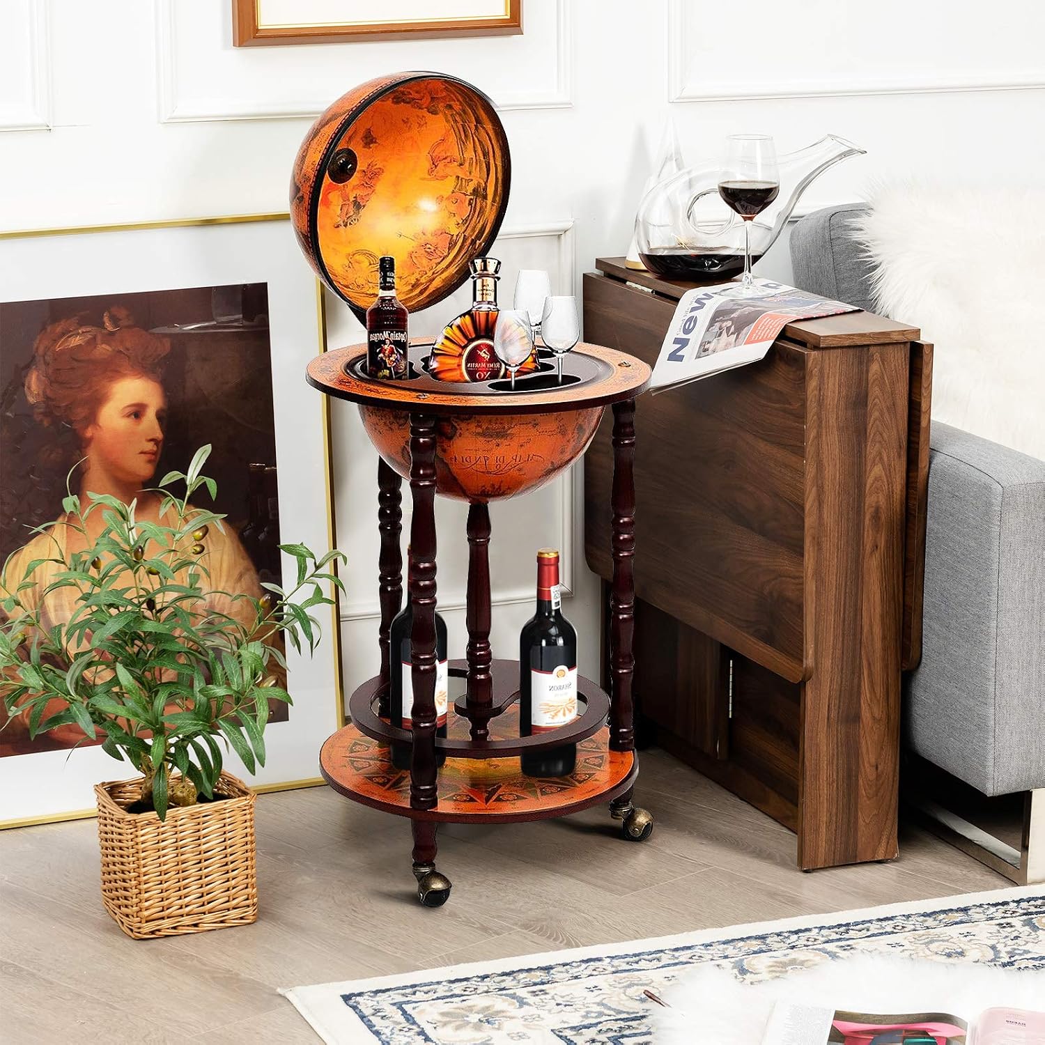 Chariot de bar globe, meuble b - Home Bar Shelves avis et prix