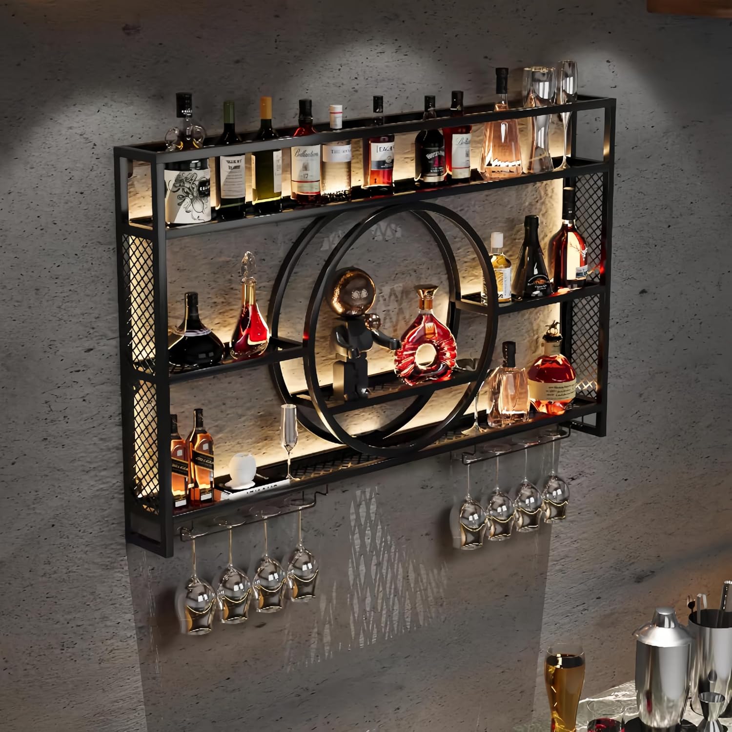 Étagère murale en métal noir p - Home Bar Shelves avis et prix