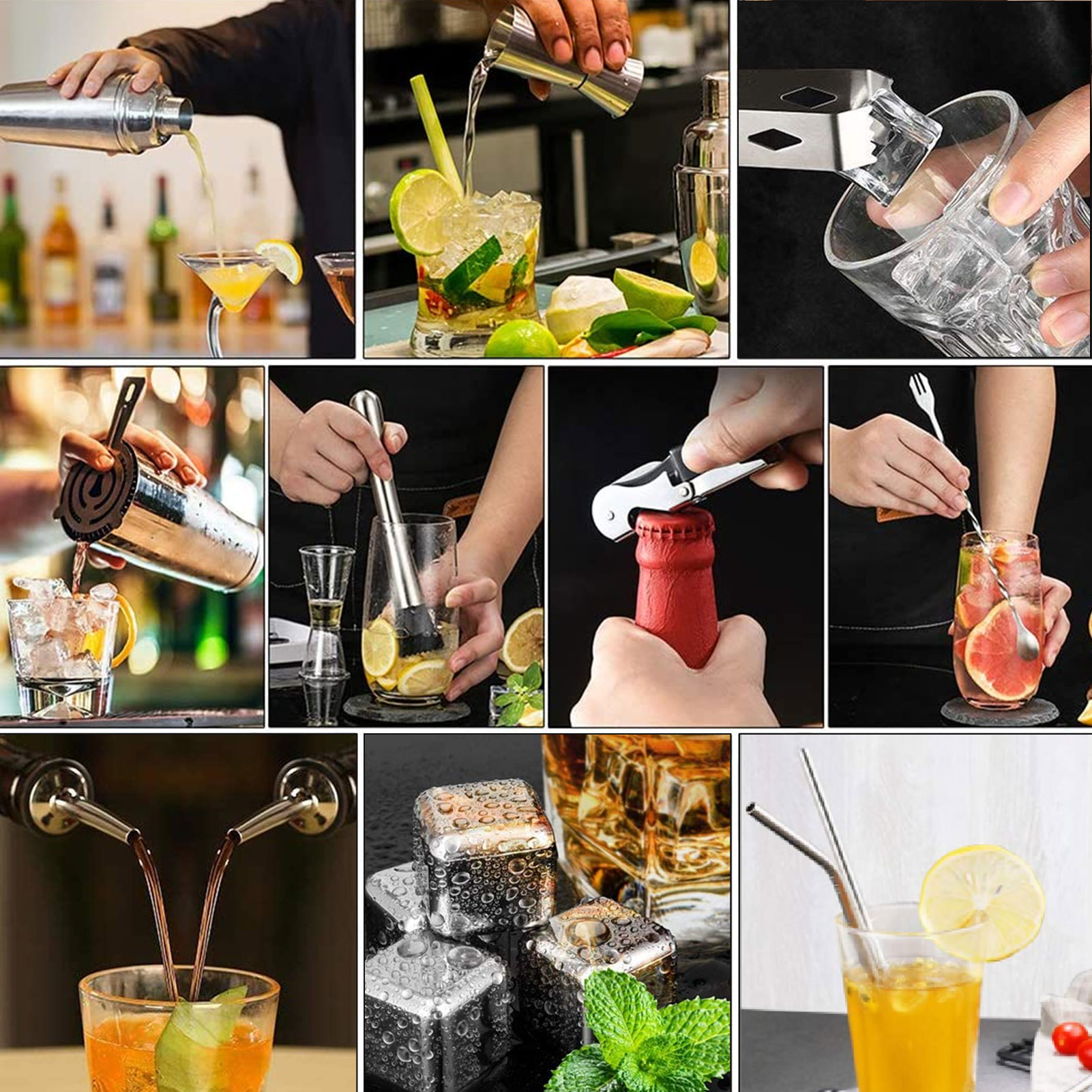 Kit de barman en acier inoxyda - Cocktail Recipe Book avis et prix